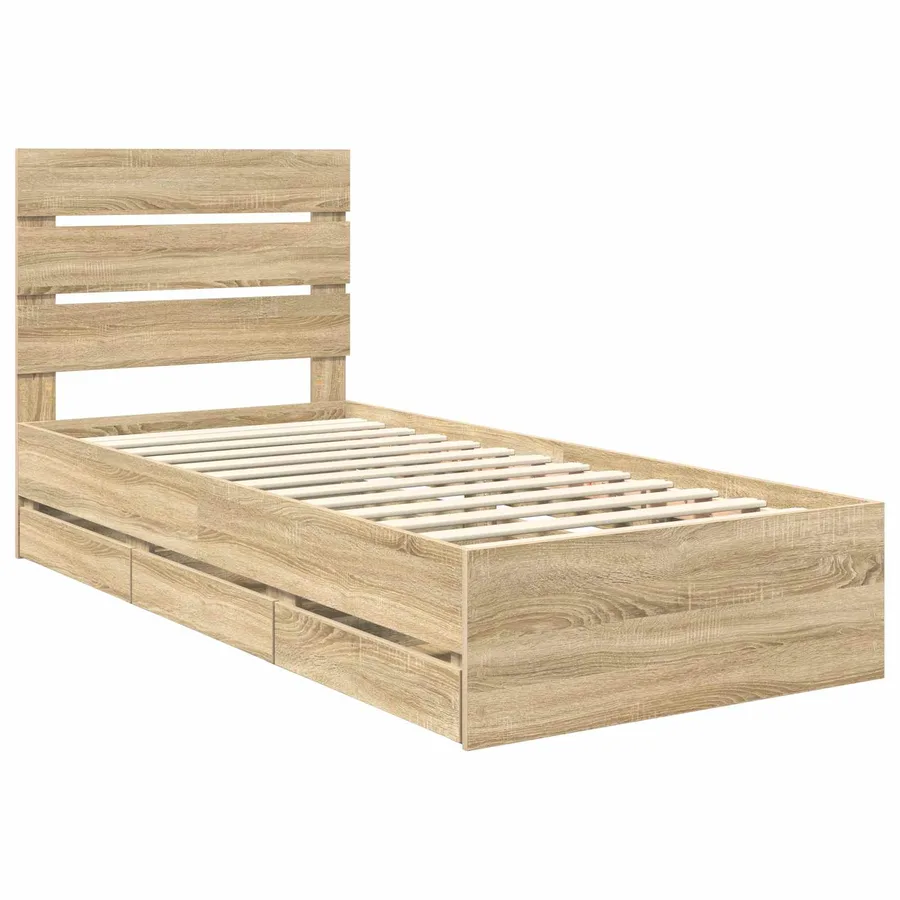 Cadre de lit Chêne Sonoma 75 x 190 cm Bois Ingénierie - 4