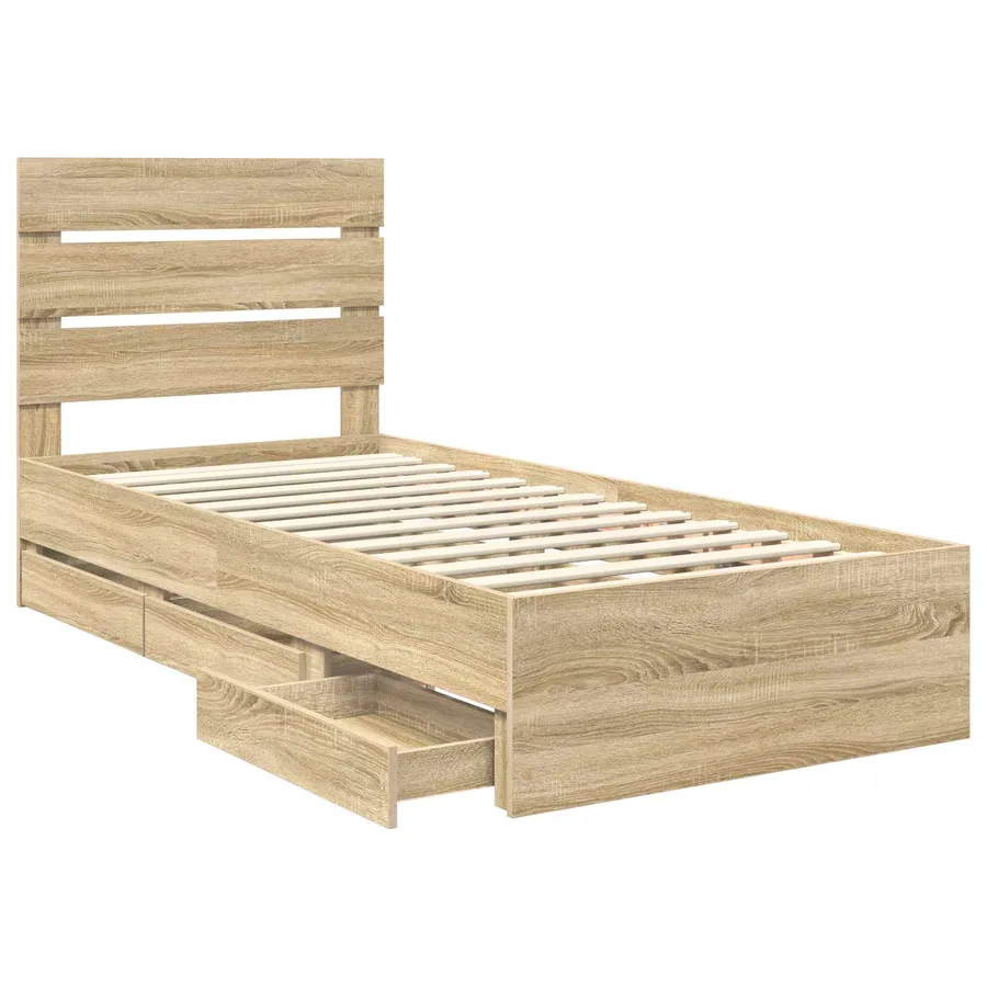 Cadre de lit Chêne Sonoma 75 x 190 cm Bois Ingénierie - 5