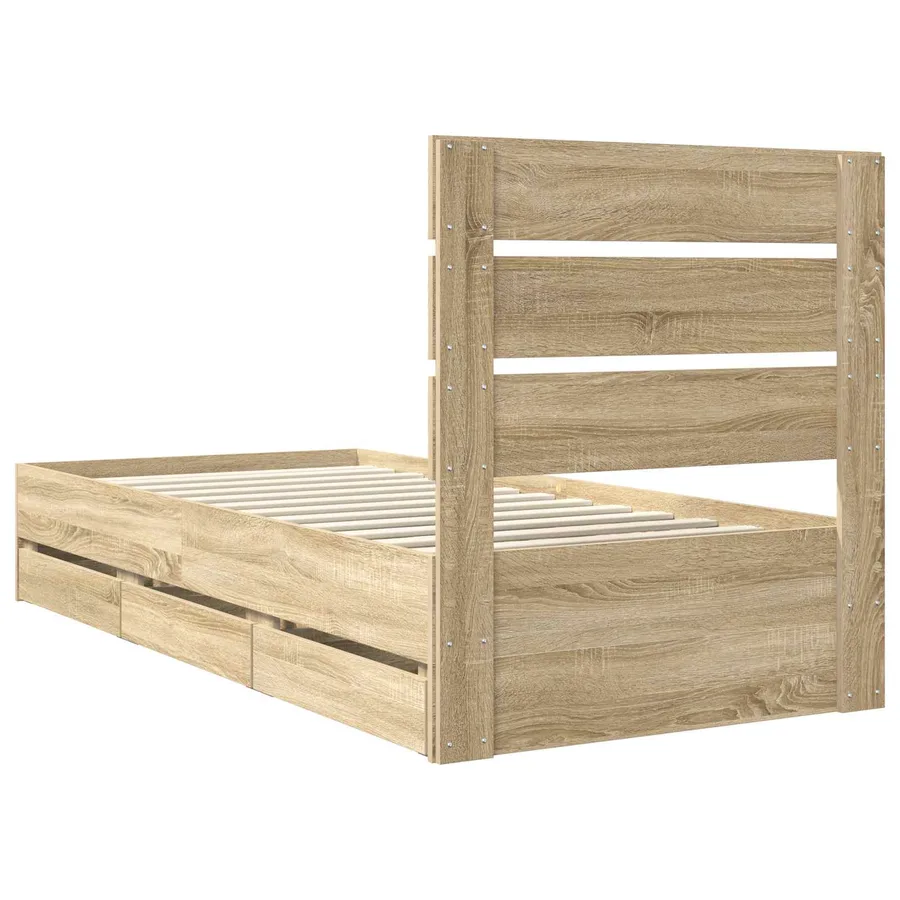 Cadre de lit Chêne Sonoma 75 x 190 cm Bois Ingénierie - 8