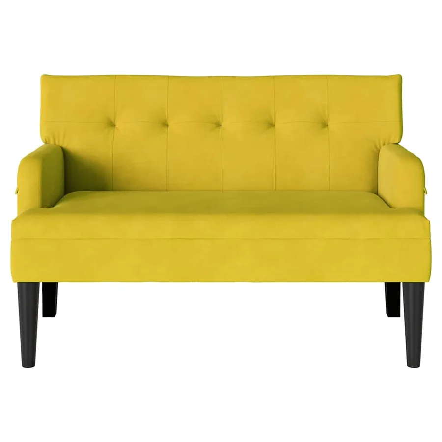 Banc Chesterfield Jaune 112 x 65,5 x 75 cm Velours - 4