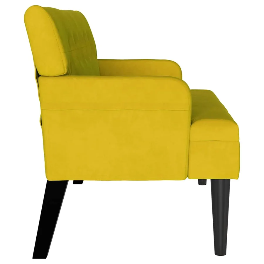 Banc Chesterfield Jaune 112 x 65,5 x 75 cm Velours - 5