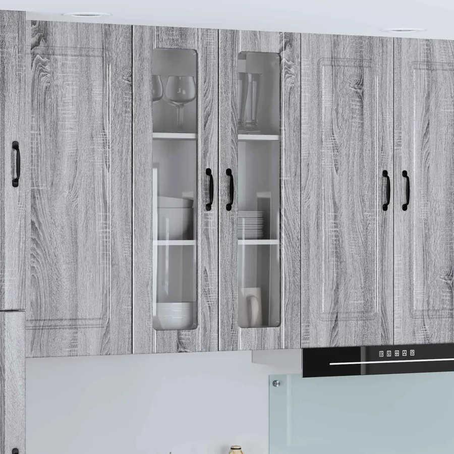 Cabinet en verre mural LUCCA Sonoma gris 60 x 31 x 100 cm