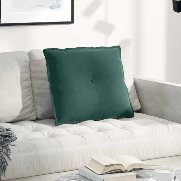 Coussin de Dos Vert foncé 60 x 50 cm Tissu en velours côtelé