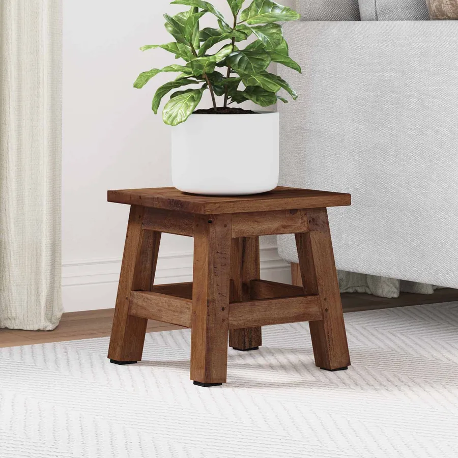 Tabouret Naturel 26 x 26 x 26 cm Bois d'Acajou
