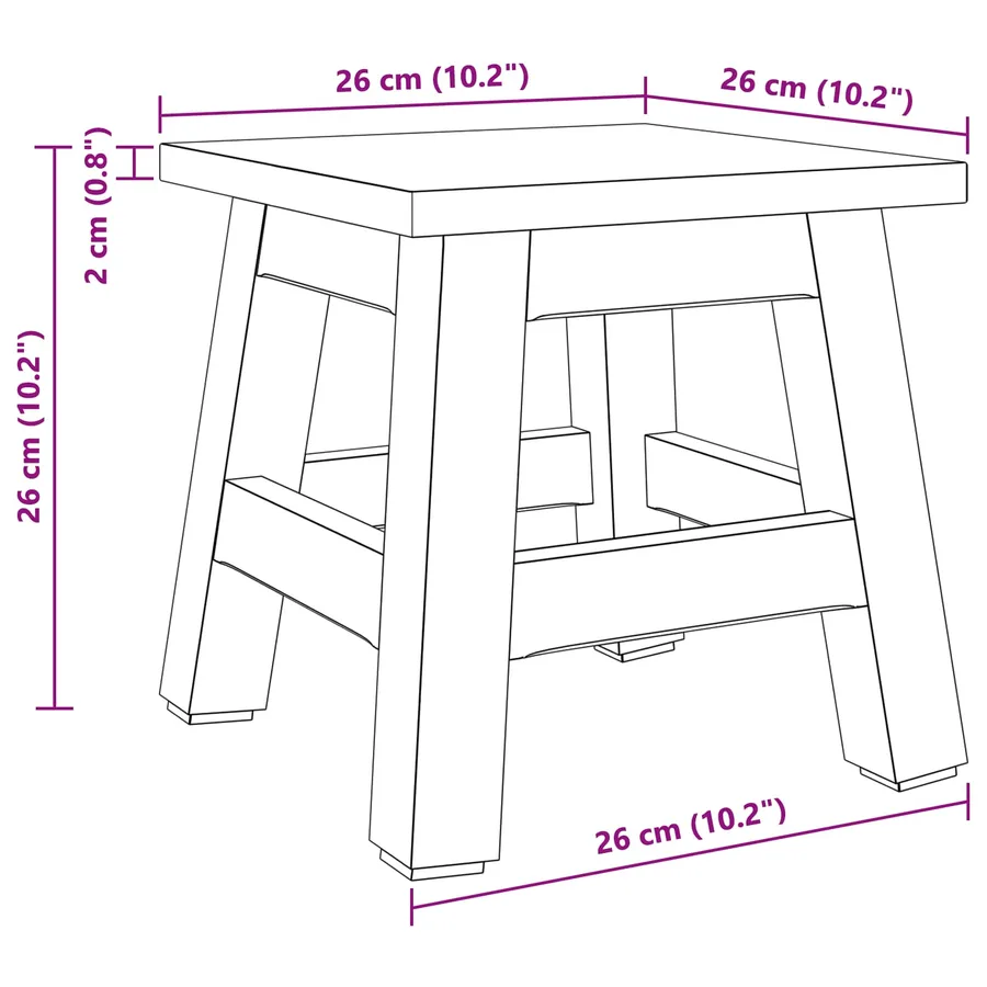 Tabouret Naturel 26 x 26 x 26 cm Bois d'Acajou - 10