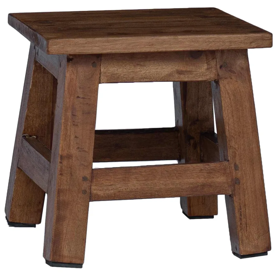 Tabouret Naturel 26 x 26 x 26 cm Bois d'Acajou - 2