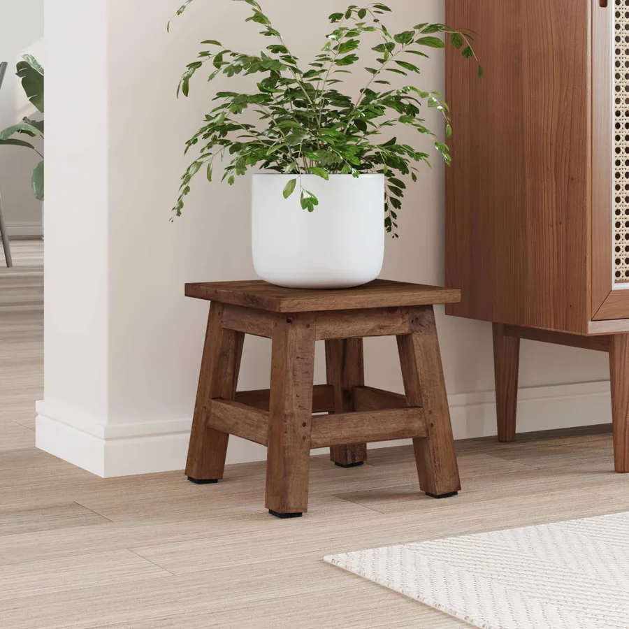 Tabouret Naturel 26 x 26 x 26 cm Bois d'Acajou - 3