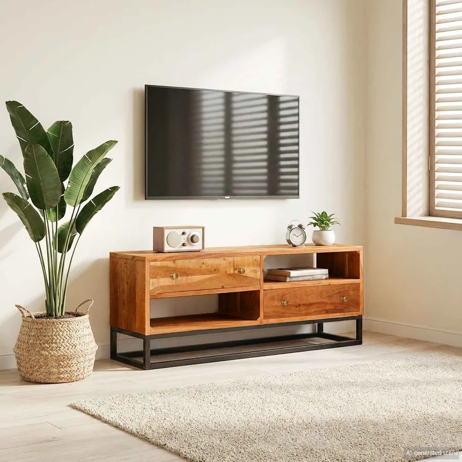 Buffet Beta Naturel 70 x 30 x 75 cm Bois d'Acacia Massif