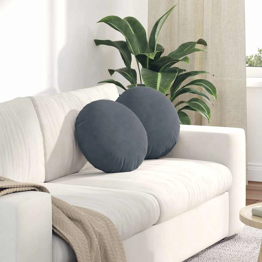 Coussins de siège 2 pcs Gris foncé Ø 40 x 13 cm Velours