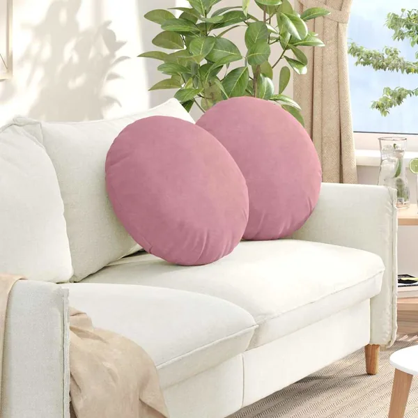 Coussins de siège 2 pcs Rose Ø50 x 19 cm Velours