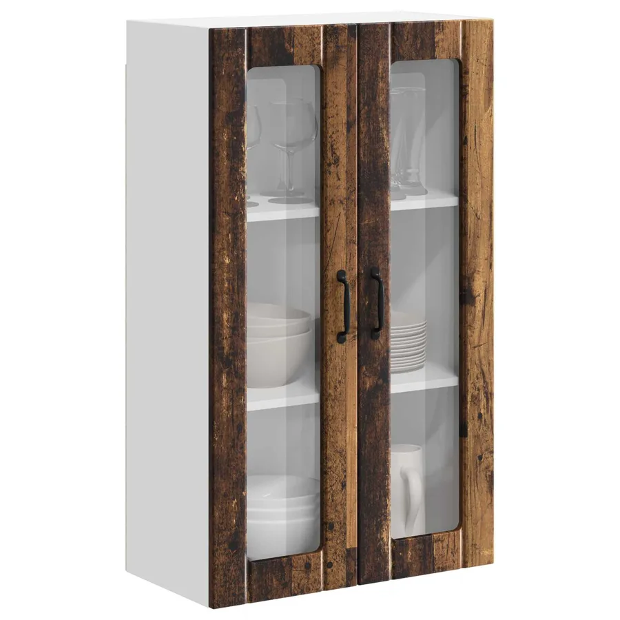 Cabinet en verre mural LUCCA Bois ancien 60 x 31 x 100 cm - 3