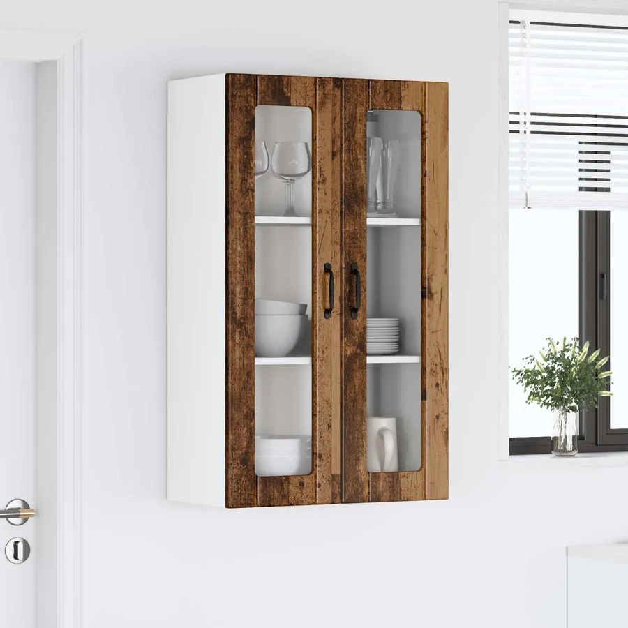 Cabinet en verre mural LUCCA Bois ancien 60 x 31 x 100 cm - 4
