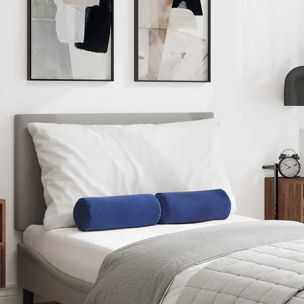 Coussins d'accent 2 pcs Bleu police Ø 15 x 40 cm