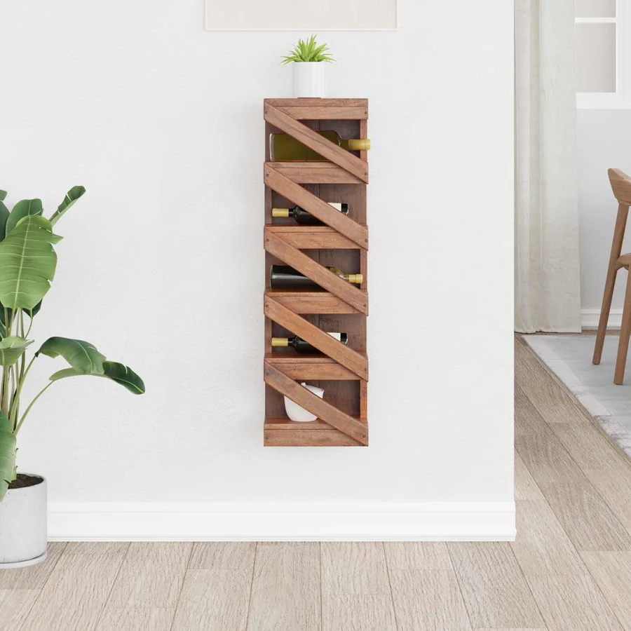 Étagère à vin Naturel 24 x 14 x 80 cm Bois de Mahogany Massif
