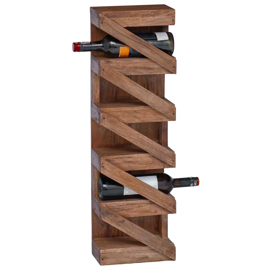 Étagère à vin Naturel 24 x 14 x 80 cm Bois de Mahogany Massif - 3
