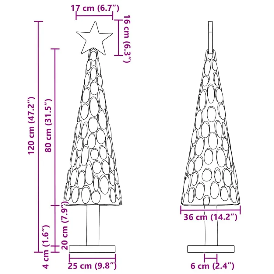 Sapin de Noël avec support Marron 120 cm Bois de teck solide - 11
