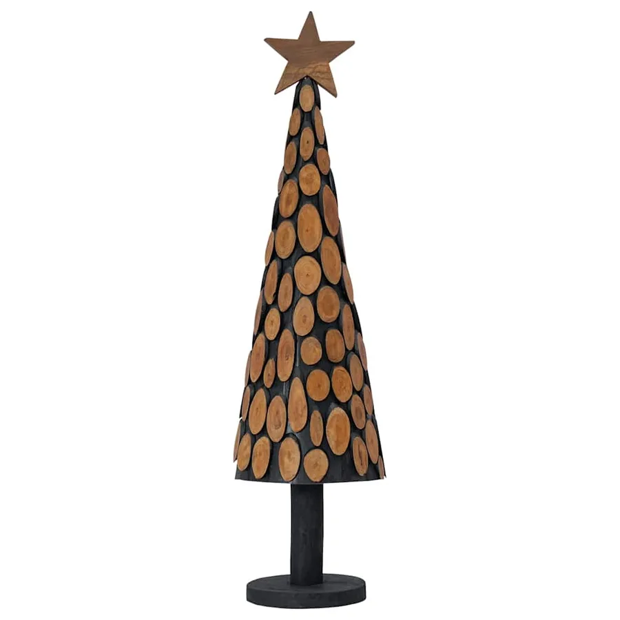 Sapin de Noël avec support Marron 120 cm Bois de teck solide - 4