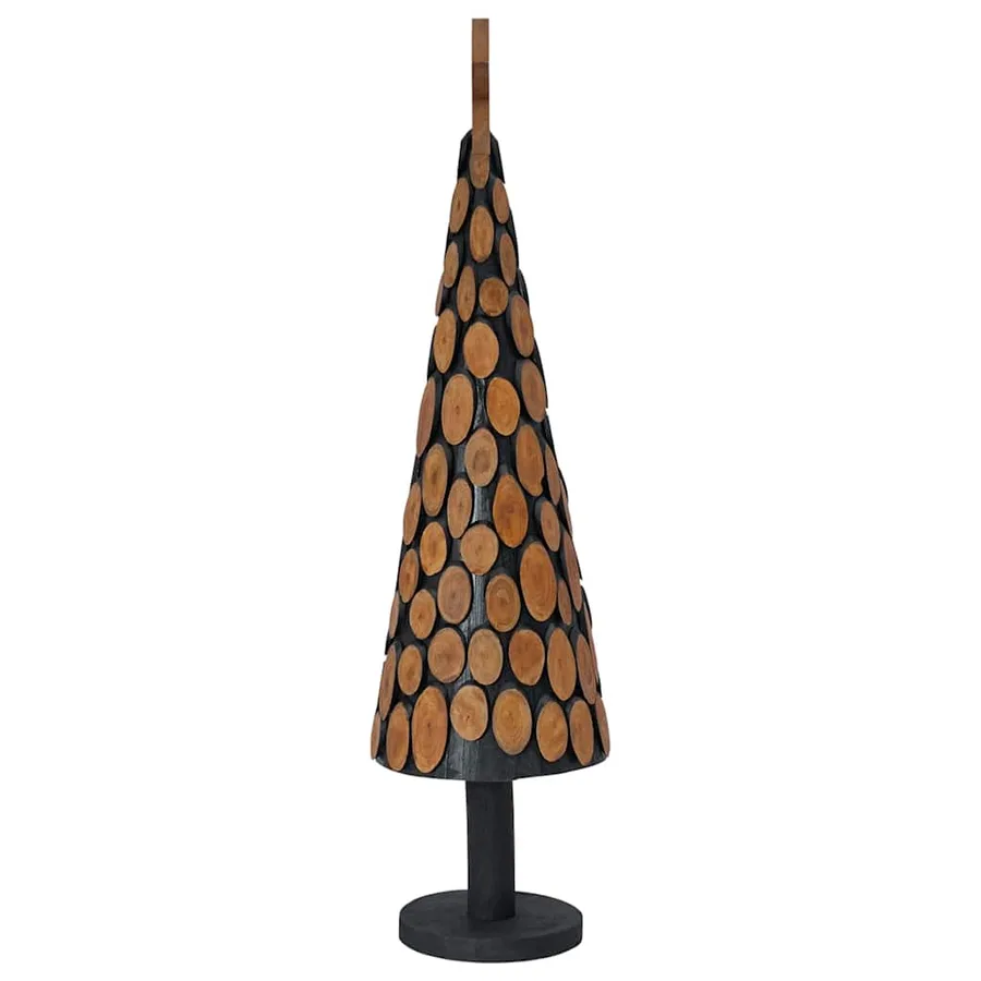 Sapin de Noël avec support Marron 120 cm Bois de teck solide - 5