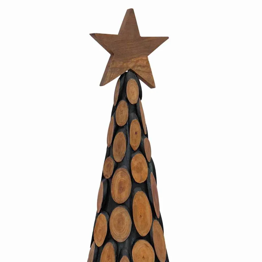 Sapin de Noël avec support Marron 120 cm Bois de teck solide - 7