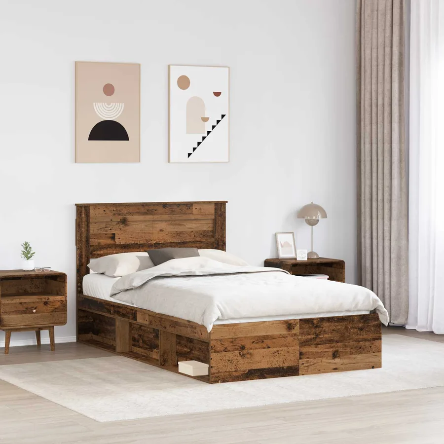 Cadre de lit Bois ancien 120 x 200 cm Bois de pin massif - 3