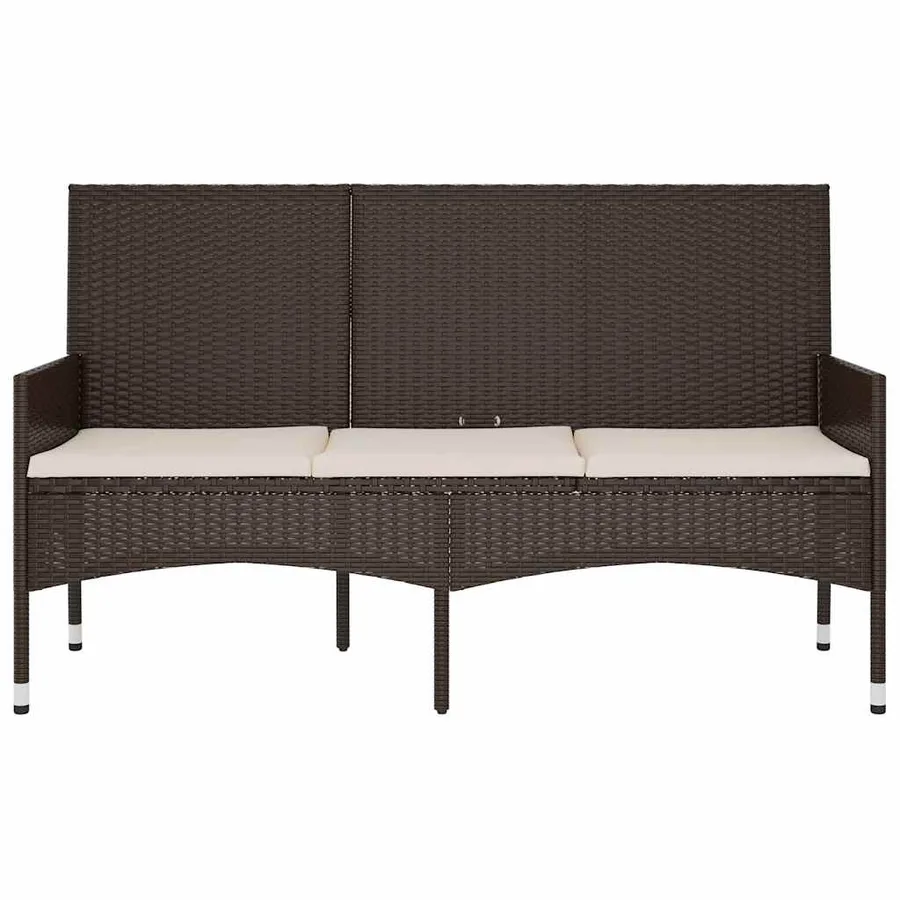 Banc de jardin à 3 places avec coussins Marron Résine tressée - 3