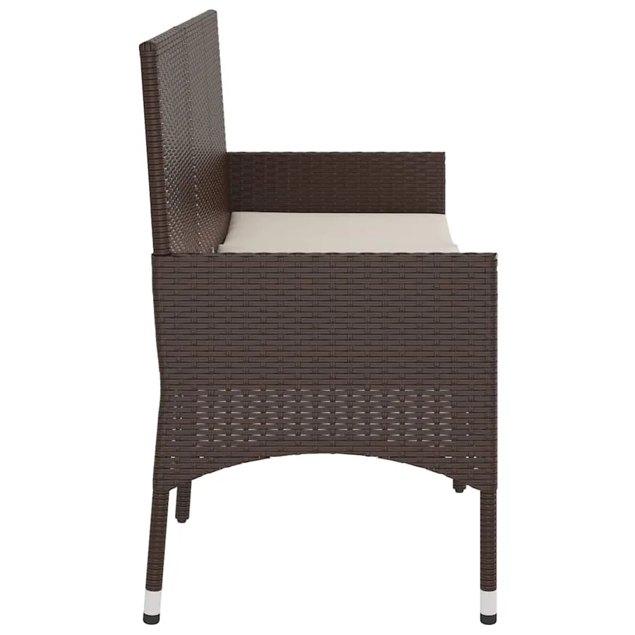 Banc de jardin à 3 places avec coussins Marron Résine tressée - 5