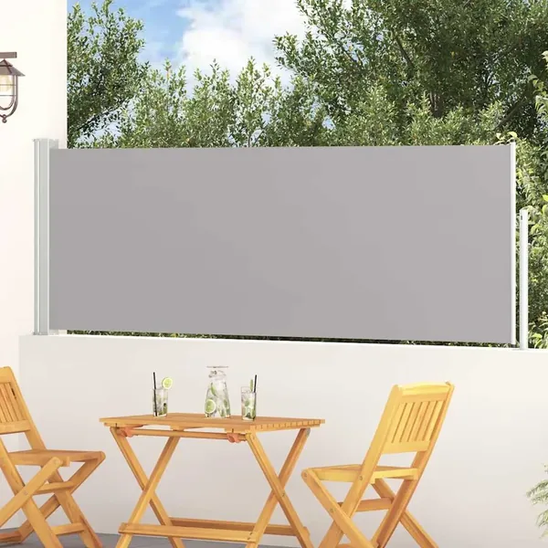 Auvent latéral rétractable de patio 100x300 cm Gris