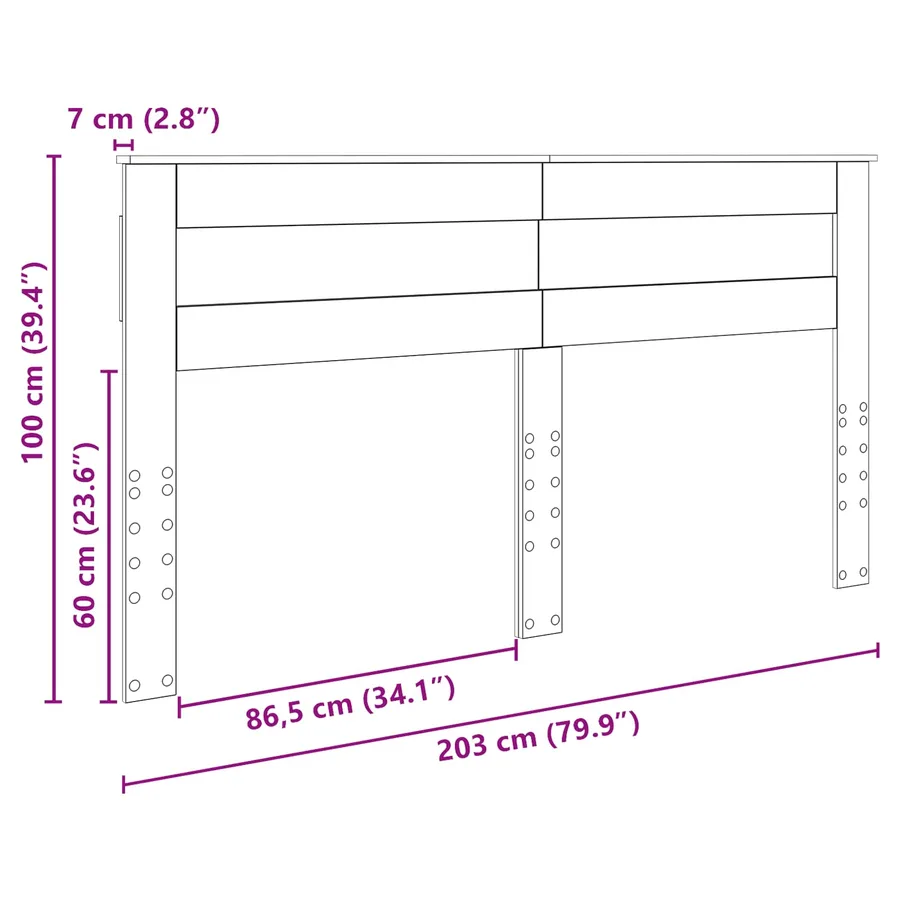 Tête de lit Blanc Bois d'ingénierie - 10