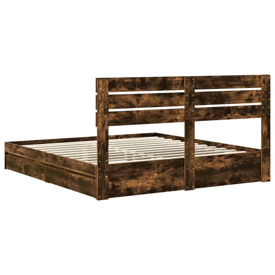 Lit de Rangement Chêne fumé 180 x 200 cm Bois d'ingénierie - 10