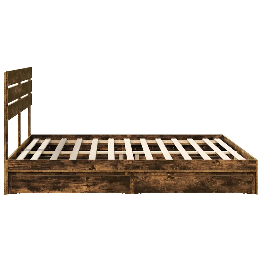 Lit de Rangement Chêne fumé 180 x 200 cm Bois d'ingénierie - 9