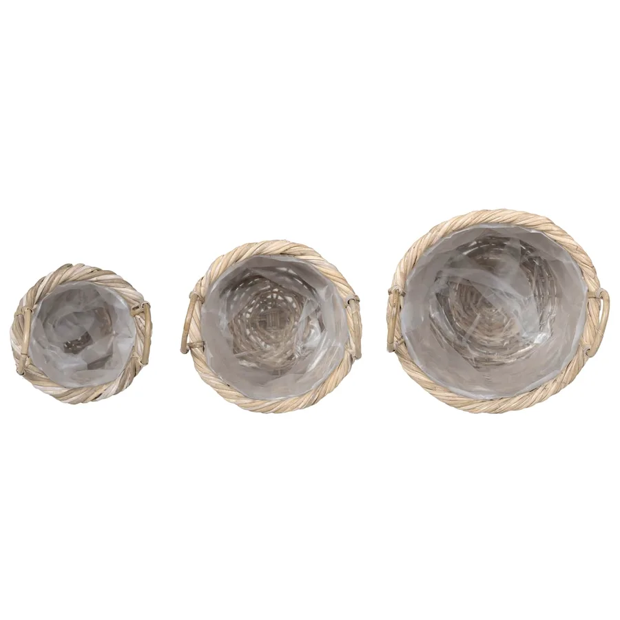 Panier à plantes avec stockage 3 pc Gris naturel Rattan Kubu - 6