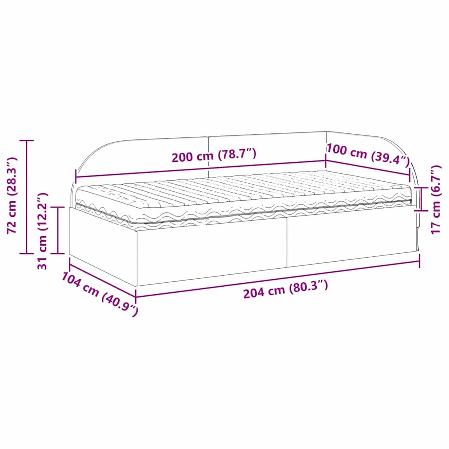 Cadre de lit d'angle avec matelas 2 pcs Crème Velours - 14