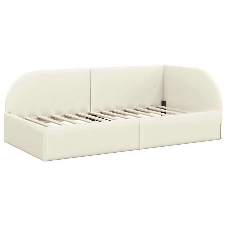Cadre de lit d'angle avec matelas 2 pcs Crème Velours - 6