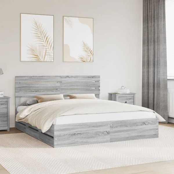 Cadre de lit Gris Sonoma 180 x 200 cm Bois Ingénierie