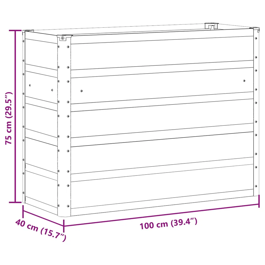 Jardinière Ivoire 100 x 40 x 75 cm Acier - 7
