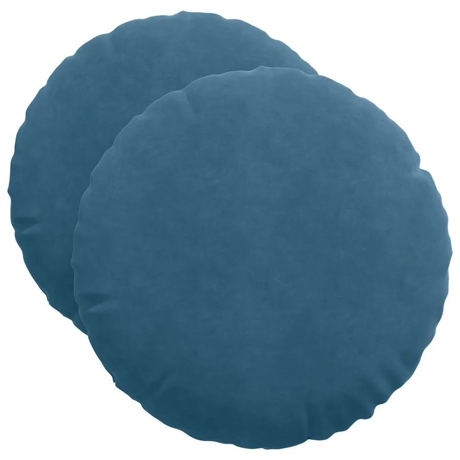 Coussins de siège 2 pcs Bleu Ø50 x 19 cm Velours - 2