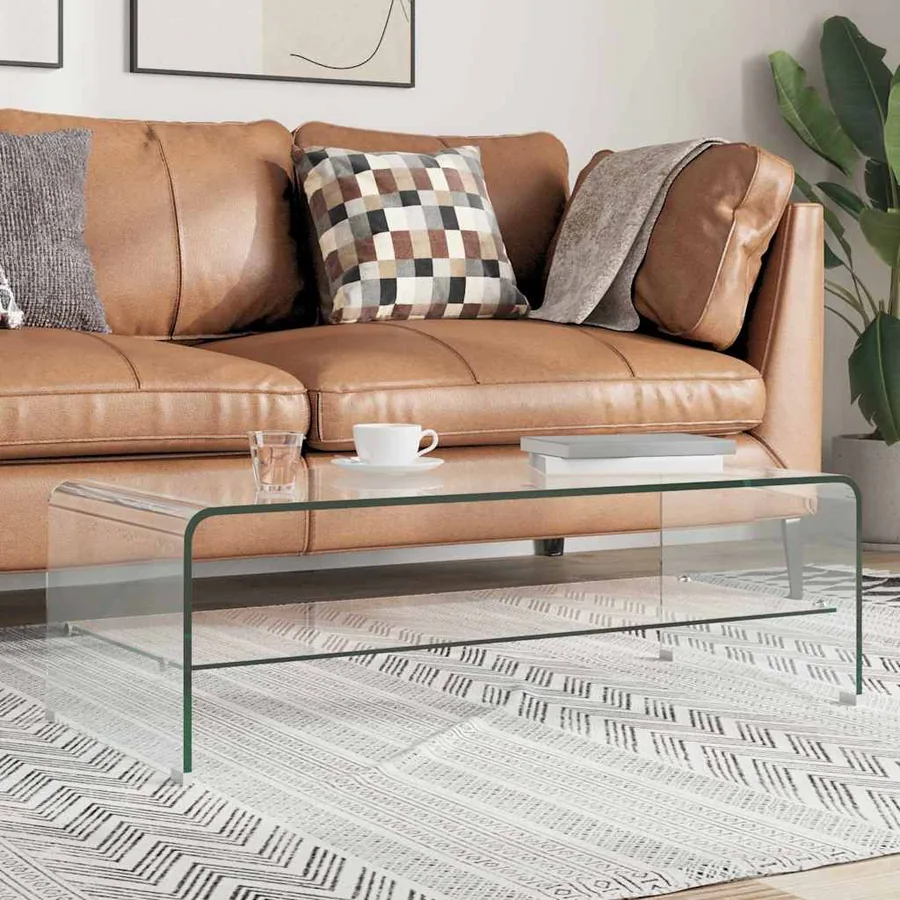 Table basse Clair 98x45x31 cm Verre trempé