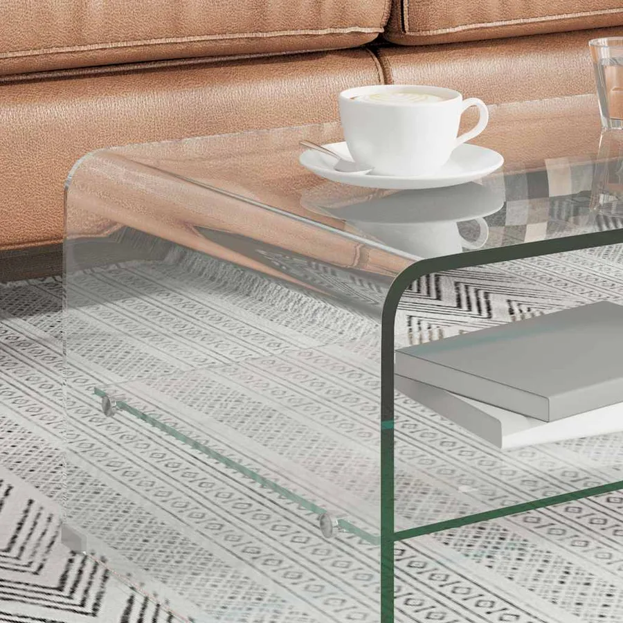 Table basse Clair 98x45x31 cm Verre trempé - 3