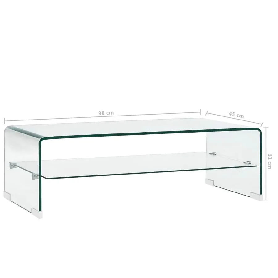 Table basse Clair 98x45x31 cm Verre trempé - 7