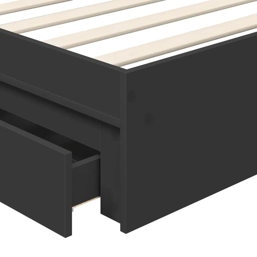 Lit de Rangement Noir 100 x 200 cm Bois d'ingénierie - 11