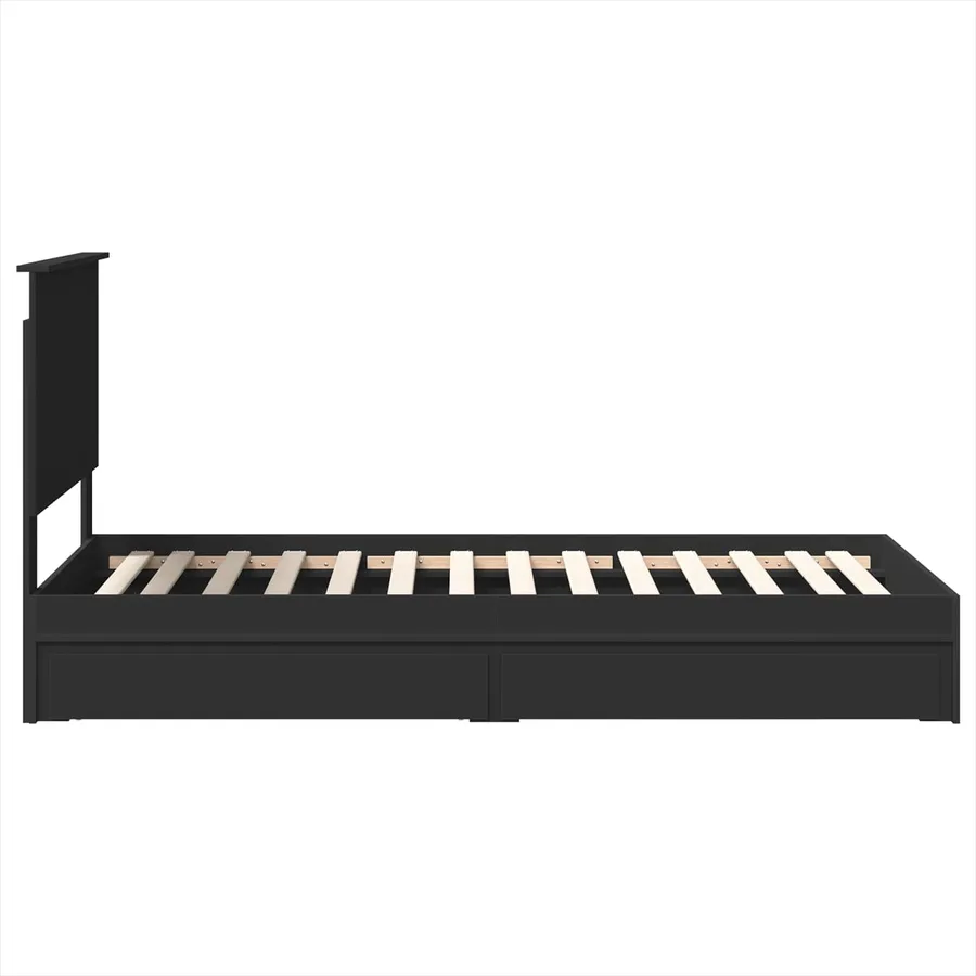 Lit de Rangement Noir 100 x 200 cm Bois d'ingénierie - 9