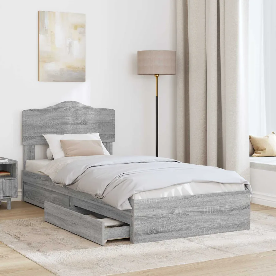 Lit de Rangement Gris Sonoma 100 x 200 cm Bois d'ingénierie - 3