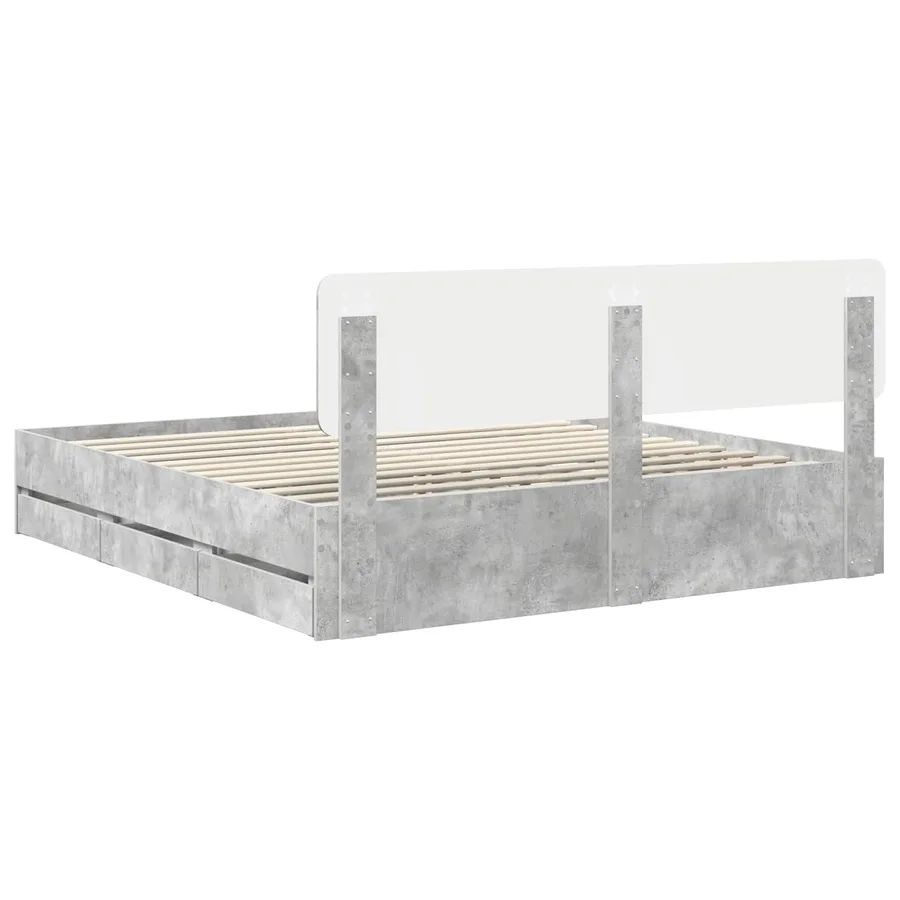 Cadre de lit Gris Béton 200 x 200 cm Bois d’ingénierie - 10