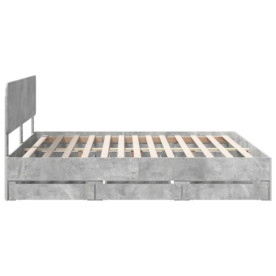 Cadre de lit Gris Béton 200 x 200 cm Bois d’ingénierie - 9
