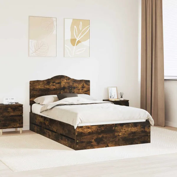 Cadre de lit Chêne Fumé 120 x 200 cm Bois Ingénierie