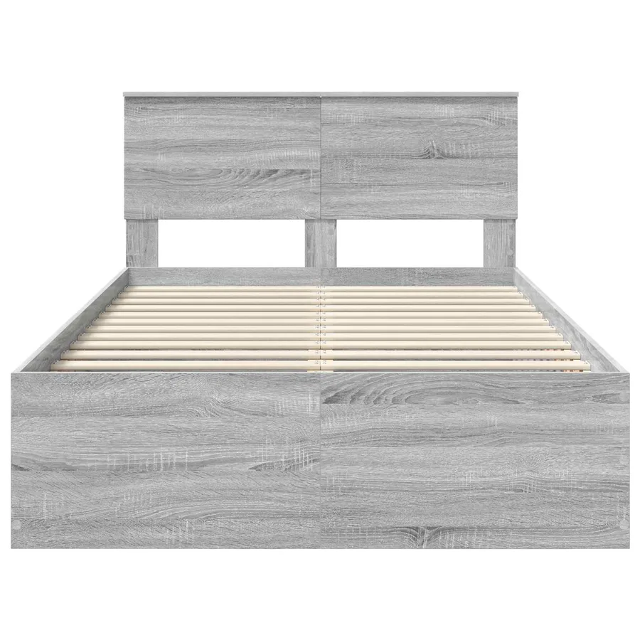 Cadre de lit Gris Sonoma 135 x 190 cm Bois d'ingénierie - 7