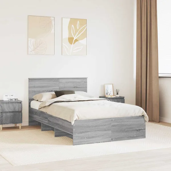 Cadre de lit Gris Sonoma 137 x 203 cm Bois d'ingénierie