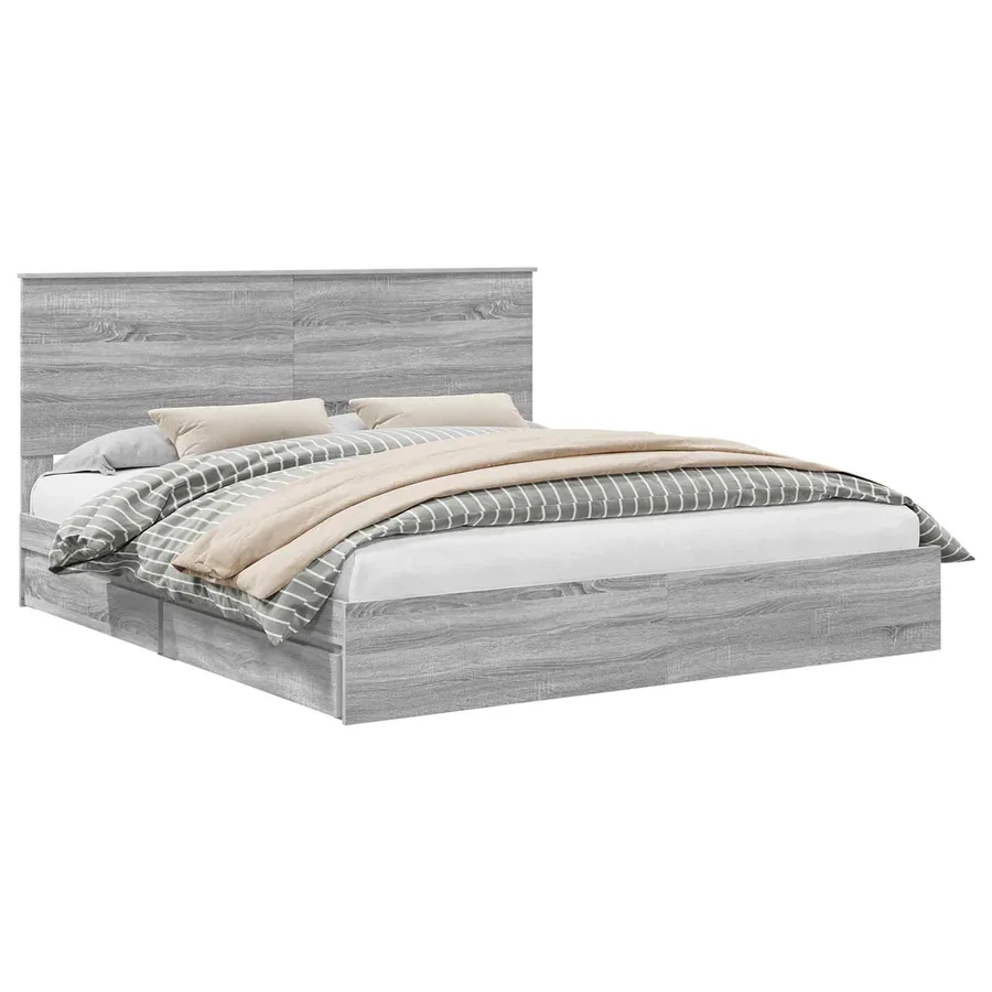 Lit de Rangement Gris Sonoma 180 x 200 cm Bois d'ingénierie - 2