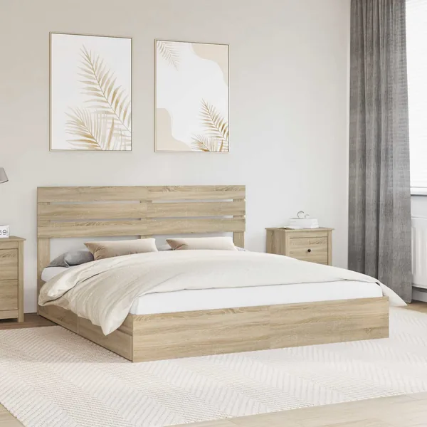 Lit de Rangement Chêne Sonoma 180 x 200 cm Bois d'ingénierie