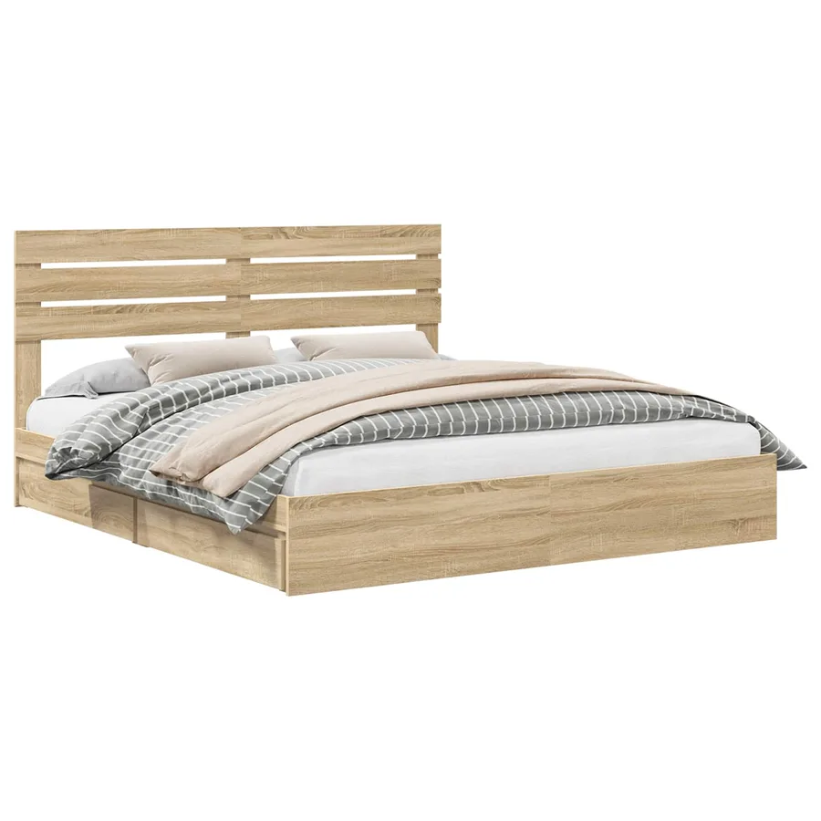 Lit de Rangement Chêne Sonoma 180 x 200 cm Bois d'ingénierie - 2